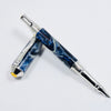 Broadwell Nouveau Sceptre Rhodium and 22kt Gold Rollerball Pen with blue & white resin