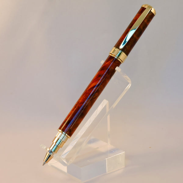 Magnetic Graduate Rollerball/Fountain Pen with Red Lace Burl