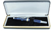 Triton Convertible Rollerball with chrome and gold accents, barrels crafted with blue acrylic