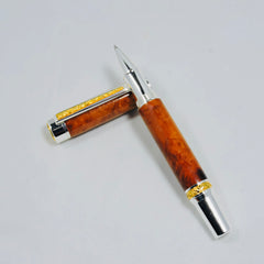 Cambridge Rollerball, 22kt Gold & Rhodium with Thuya Burl